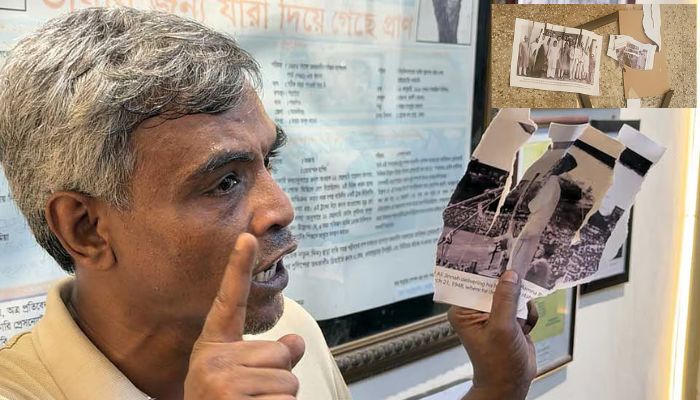 জিন্নাহর ছবি ছিঁড়ে অপসারণ, ডাকসুতে গোলাম আজমকে জুতাপেটার ছবি!